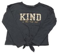 Tmavošedé triko s leopardím nápisem George