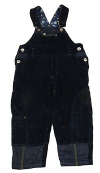 Tmavomodré laclové manšestrové kalhoty Pocopiano