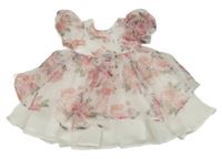 Bílo-květované tylové šaty Shein