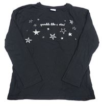 Černé triko s hvězdami Page One Young