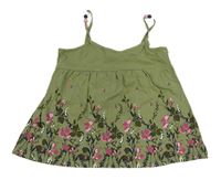 Khaki top s květy a korálky C&A