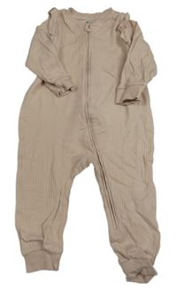 Pudrový žebrovaný overal s volánky H&M