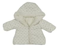 Bílá puntíkatá šusťáková zimní oboustranná bunda s kapucí Chicco