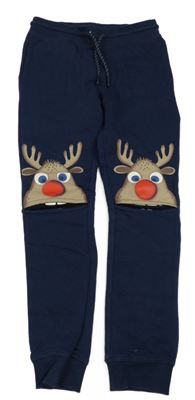 Tmavomodré tepláky se soby C&A