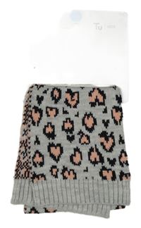 Nové - Šedo-růžová vzorovaná šála Tu