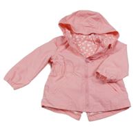 Růžová šusťáková jarní parka s kapucí 