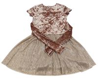 Starorůžové sametové šaty s třpytivou tylovou sukní Next