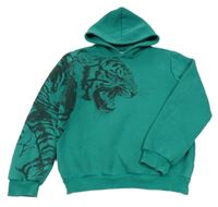 Zelená mikina s tygrem a kapucí Kocak