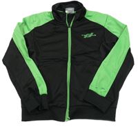 Černo-zelená sportovní propínací mikina s nápisem 