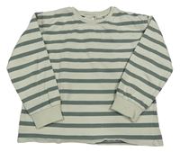 Světlebéžovo-zelená pruhovaná mikina Zara