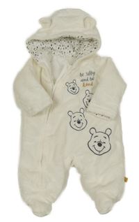 Bílá chlupatá podšitá kombinéza s Púem a kapucí Disney