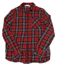 Červeno-černo-bílá kostkovaná košile H&M