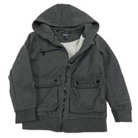 Tmavošedá propínací mikina s kapsami a kapucí Firetrap