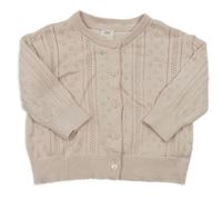 Pudrový propínací svetr s perforovaným vzorem H&M