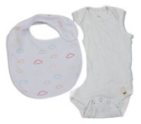 2set - bílý bryndák s mraky + bílé body 
