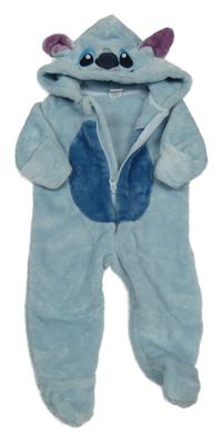 Světlemodrá chlupatá kombinéza s kapucí - Stitch Disney