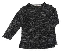 Černo-bílý melírovaný svetr s nášivkou H&M