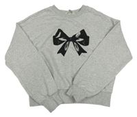 Šedá crop oversize mikina s mašlí H&M