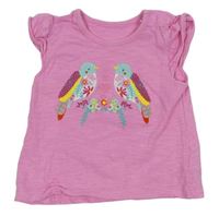 Růžové tričko s ptáčky Mothercare 