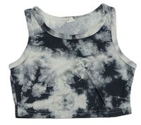 Šedo-bílý batikovaný crop top Shein