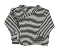 Šedo-bílé pruhované zavinovací triko H&M