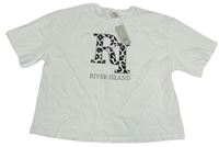 Bílé crop tričko s logem River Island 