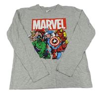 Šedé melírované triko s hrdiny Marvel