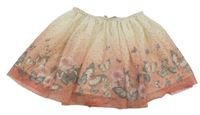 Bílo-růžová ombré tylová sukně s motýlky H&M