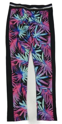 Černé sportovní legíny s listy Tu