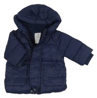 Tmavomodrá šusťáková zimní bunda s kapucí Primark 