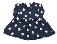 Tmavomodré puntíkované bavlněné šaty Primark 