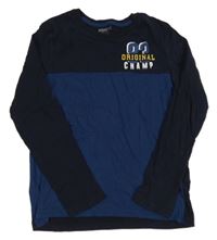 Tmavomodro-modré triko s nápisem Pepperts