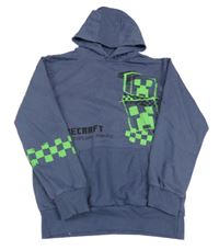 Modrošedá mikina s Minecraft s kapucí