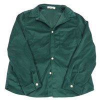 Tmavozelená sametovo/manšestrová košilová bunda Shein 