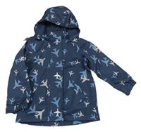 Tmavomodrá šusťáková jarní bunda s letadly a odepínací kapucí Tchibo