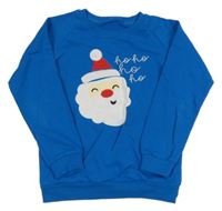 Modrá vánoční mikina se Santou 