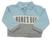 Pomněnkovo-šedá polo mikina s nápisem Shein