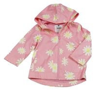 Růžový kytičkovaný nepromokavý jarní kabát s kapucí F&F