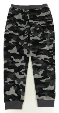 Šedo-černé army plyšové pyžamové kalhoty 