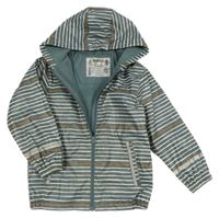 Šedo-bílo-béžová pruhovaná nepromokavá jarní bunda s kapucí Lupilu