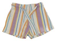 Bílo-barevné pruhované strukturované kraťasy s páskem Page one young