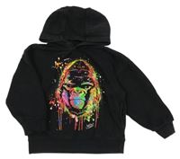 Černá mikina s gorilou a kapucí Next