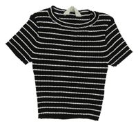 Černo-bílé pruhované žebrované svetrové tričko H&M