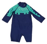 Tmavomodro-tyrkysový UV overal s krokodýlem Mothercare 