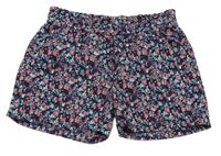 Tmavomodré květované kraťasy s kytičkami