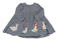 Tmavomodro-bílé pruhované bavlněné šaty s husami John Lewis