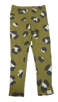 Olivové žebrované legíny se vzorem George 