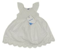 Nové - Bílé plátěné žabičkové šaty Mayoral