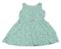 Tyrkysovo-bílé vzorované bavlněné šaty 