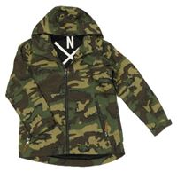 Khaki-hnědo-béžová army šusťáková jarní bunda s kapucí Next